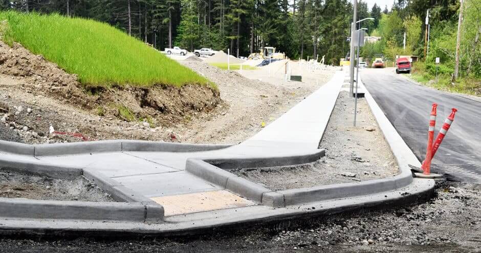 concrete roadside curb and sidewalk 