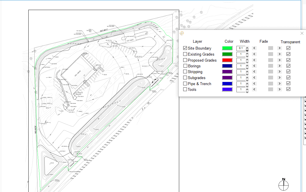 InSite Elevation PDF screen with layers