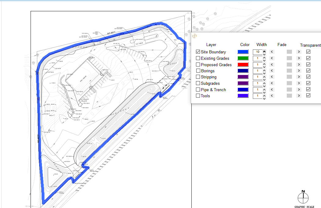 InSite Elevation PDF screen with layers