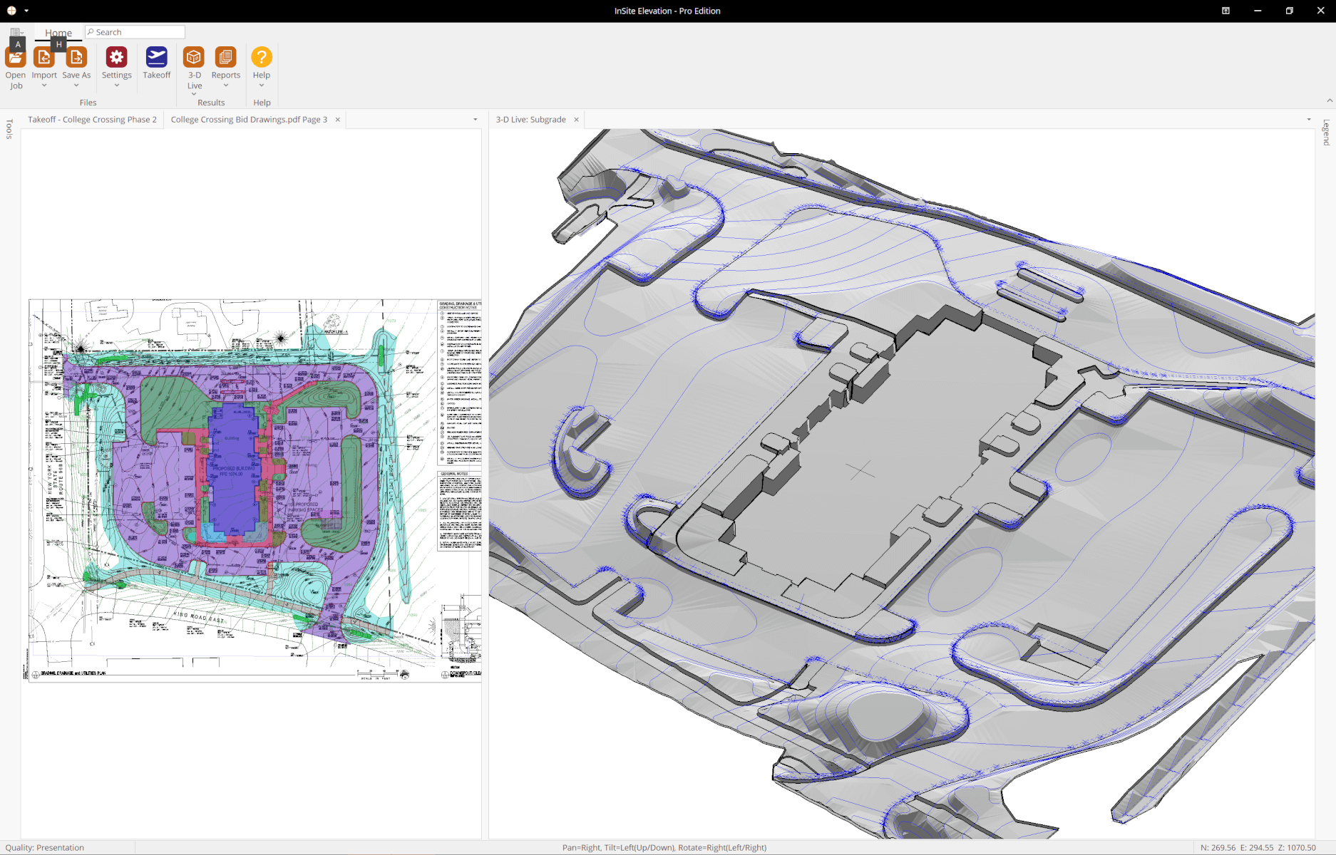 3-D subgrade surfaces using InSite Elevation Pro 