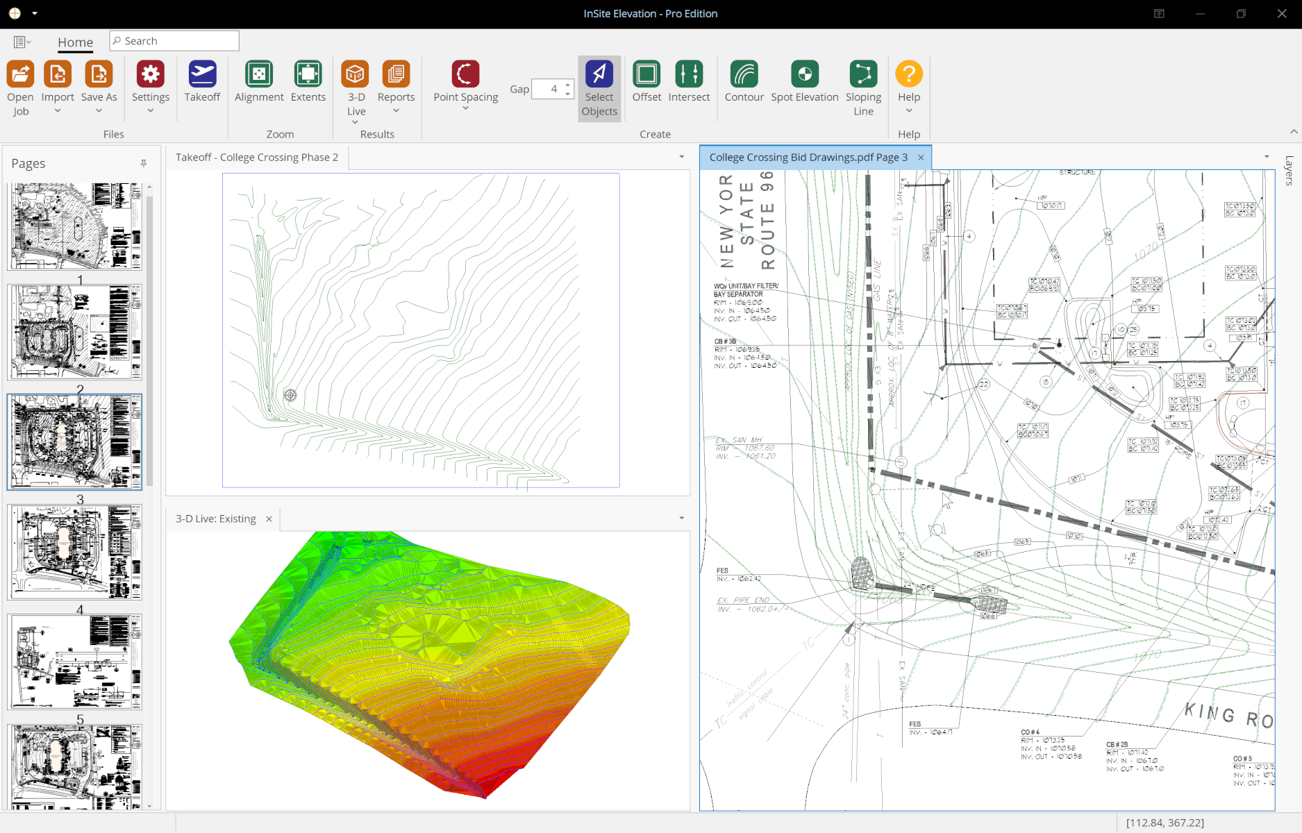 CAD file with contours and 3D Live view