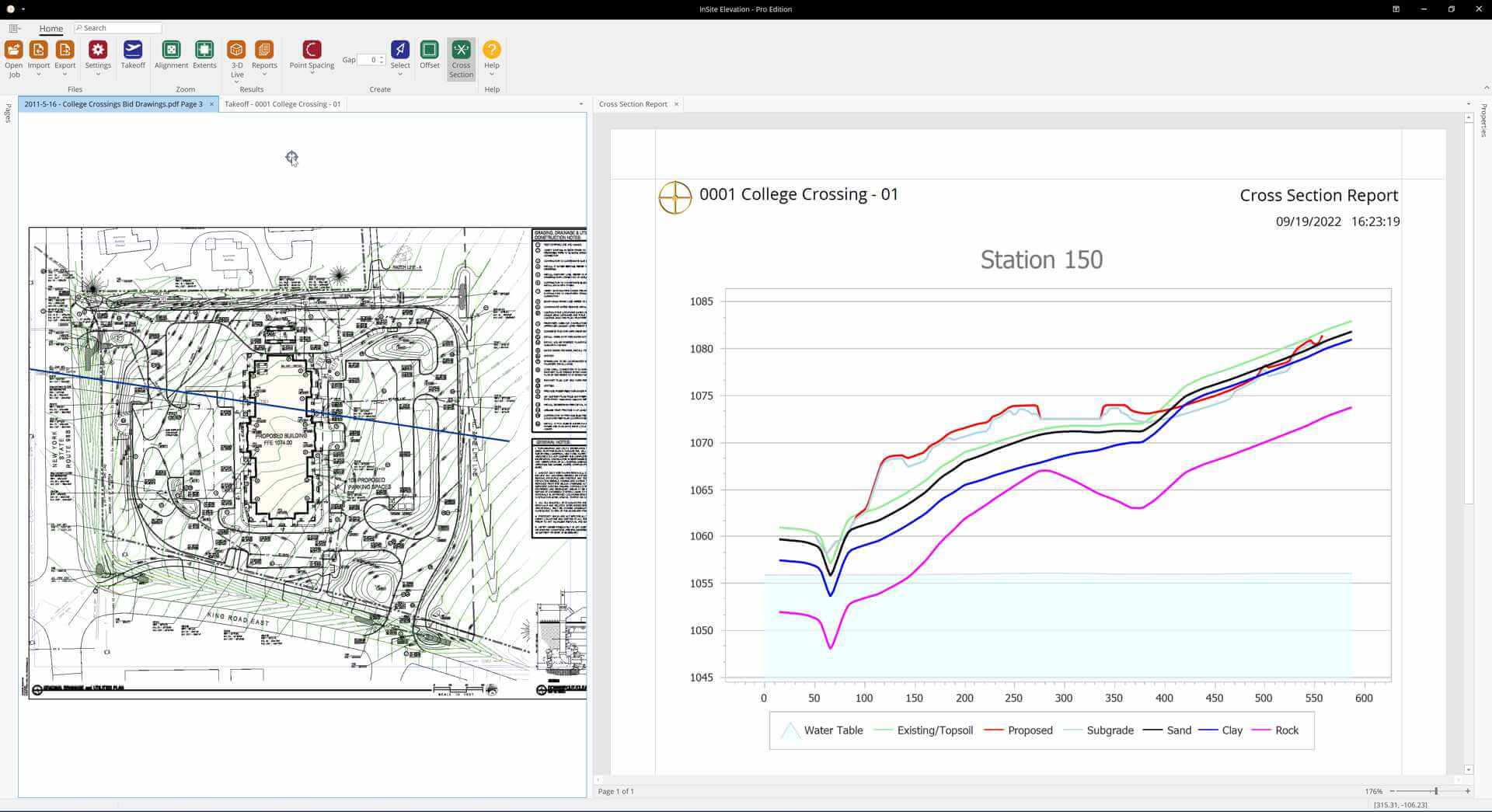 Cross sections using InSite Elevation Pro 