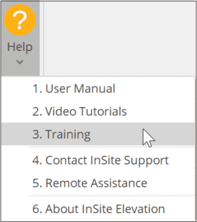 Elevation Pro Help Menu Training 