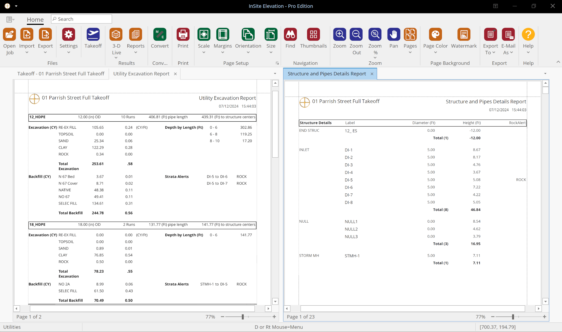 Elevation Pro Utility Reports