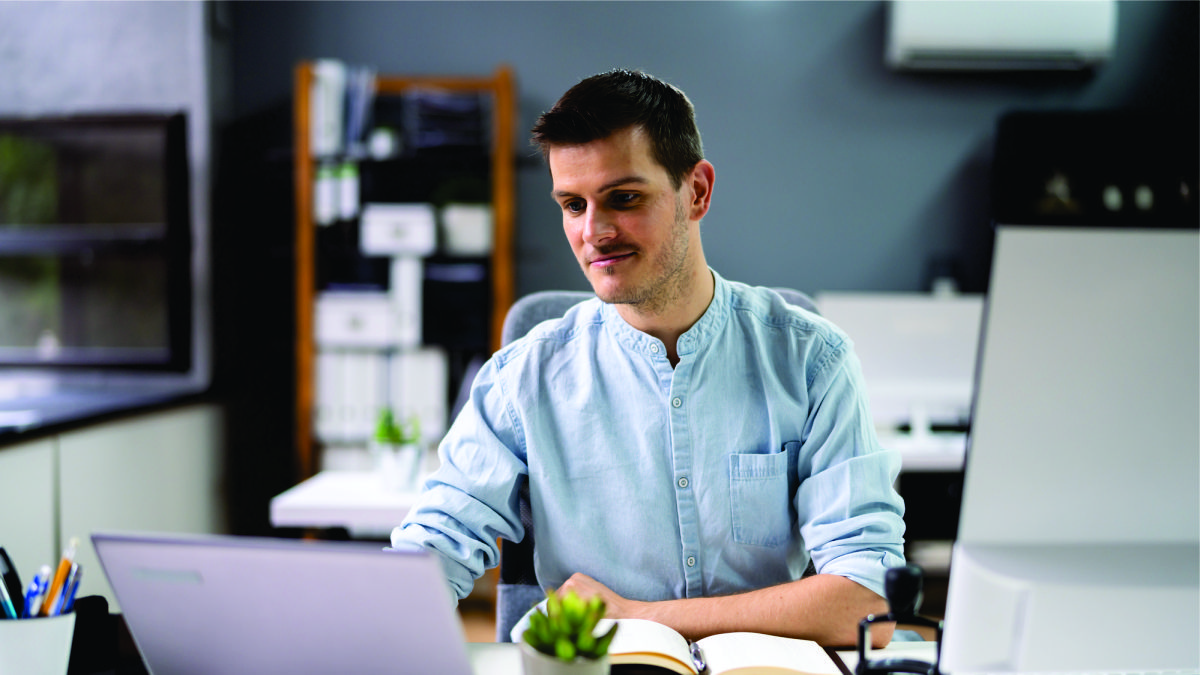 Man learning at a computer