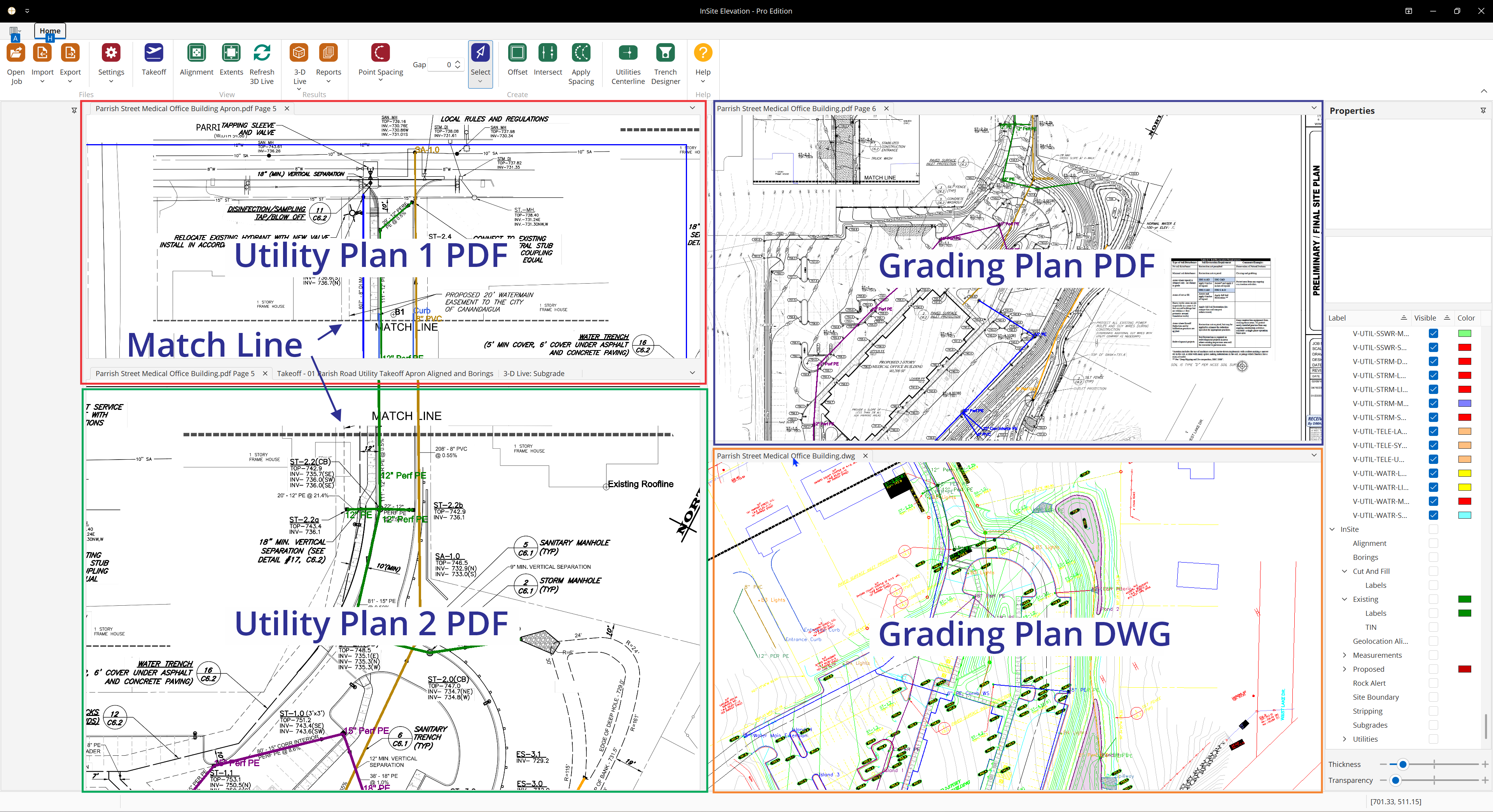 InSite Elevation Pro Utility Takeoff Multi-Document Support