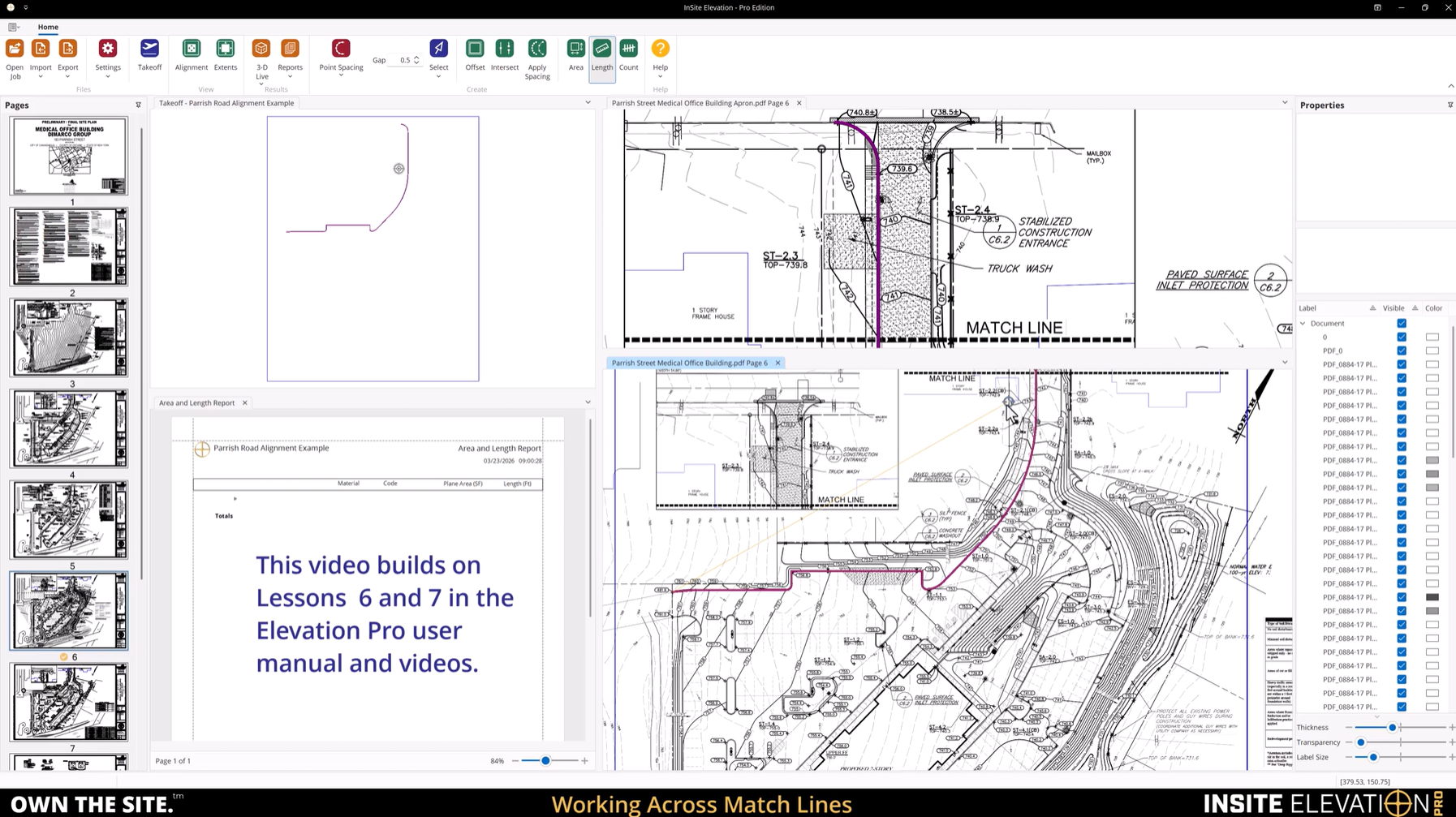 Match Line Engineering Working Across Match Lines in Elevation Pro | InSite Software